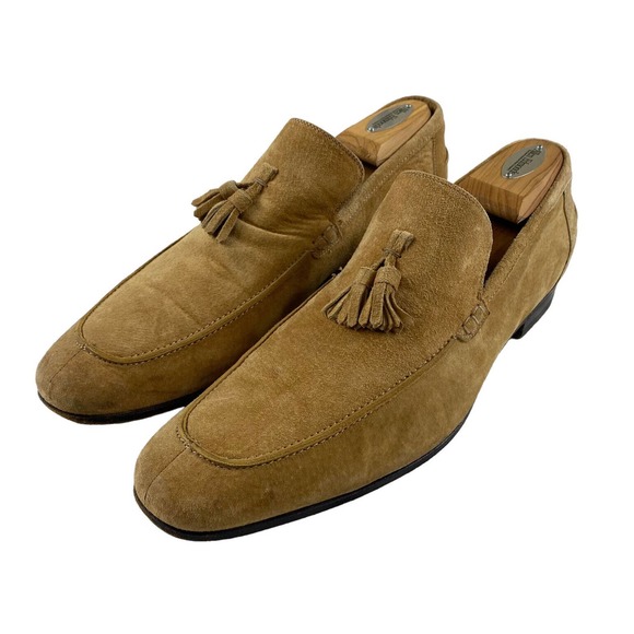 Gucci Tan Suede Tassel Loafers - Picture 1 of 8